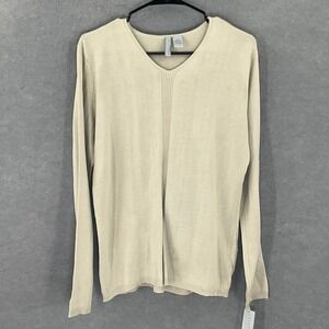 Collection by Cherokee Top‎ Long Sleeve V-Neck Silk Blend Pullover Knit Sz XL
